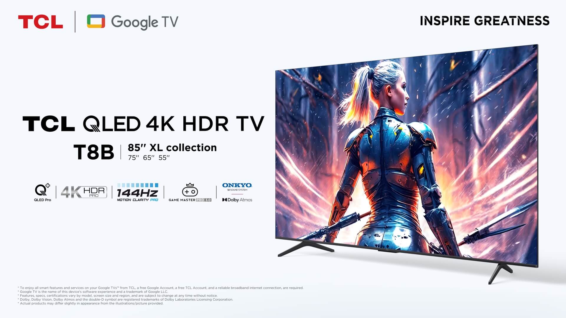 4K 144HZ QLED TV 85/75/65/55 inches - T8B - TCL Europe